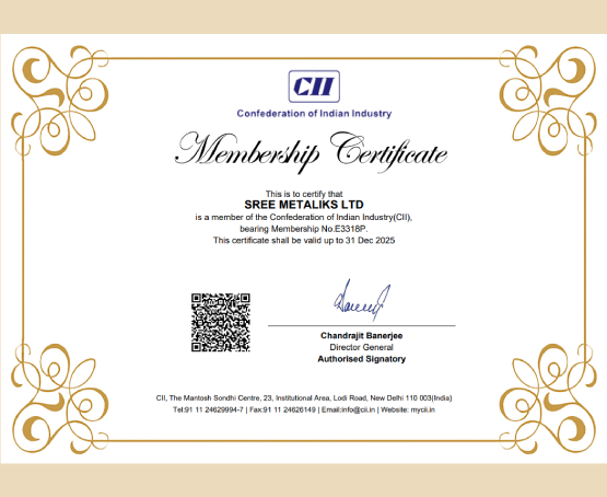 CII E3318P Sree Metaliks Certificate